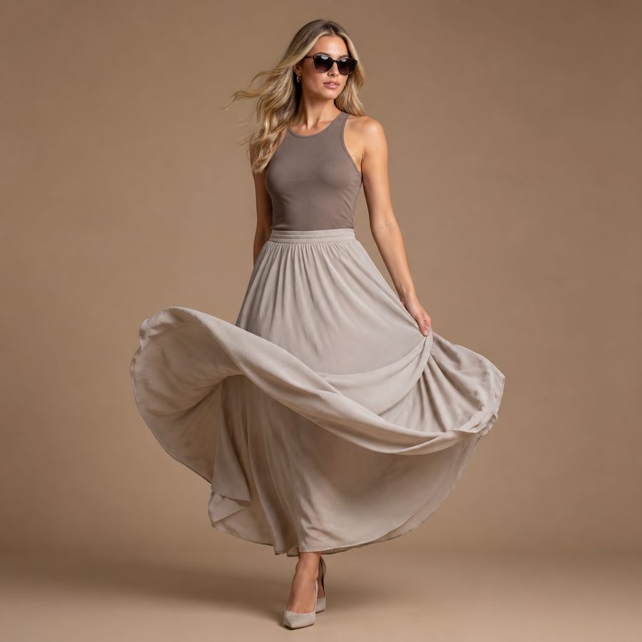 Wind-Swept Maxi Skirt