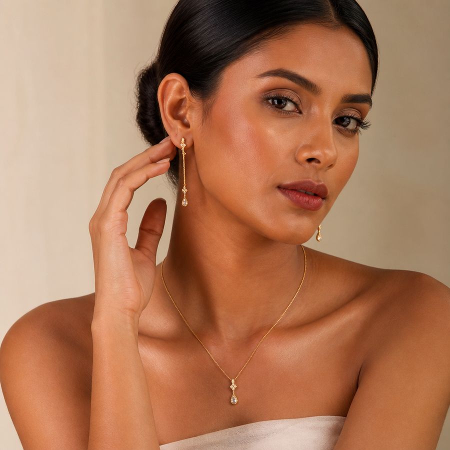 Crystal Drop Pendant Set
